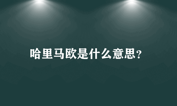 哈里马欧是什么意思？