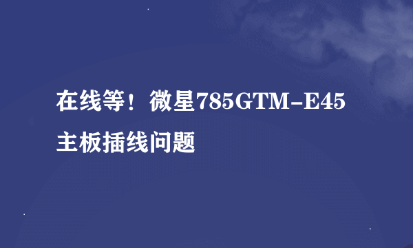 在线等！微星785GTM-E45主板插线问题