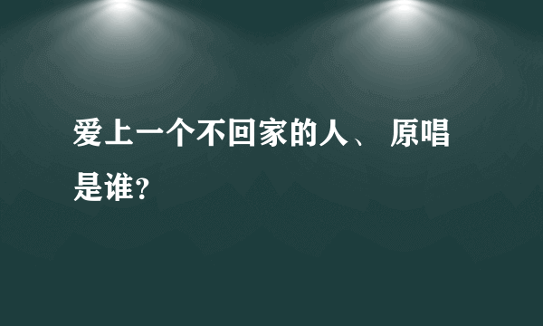 爱上一个不回家的人、 原唱是谁？