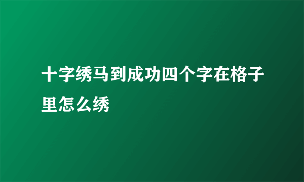 十字绣马到成功四个字在格子里怎么绣