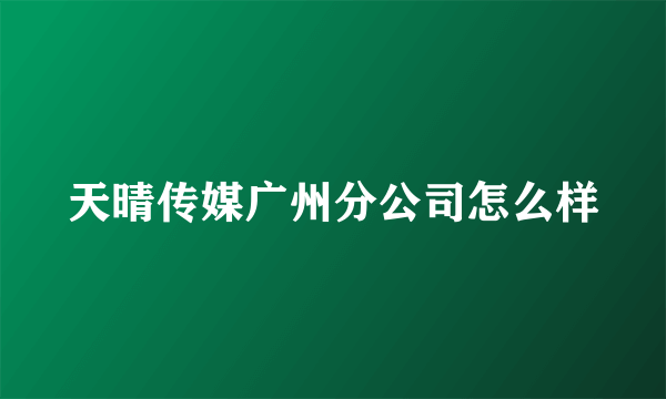 天晴传媒广州分公司怎么样