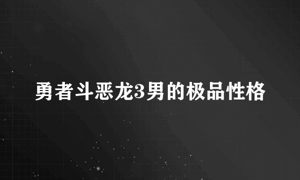 勇者斗恶龙3男的极品性格