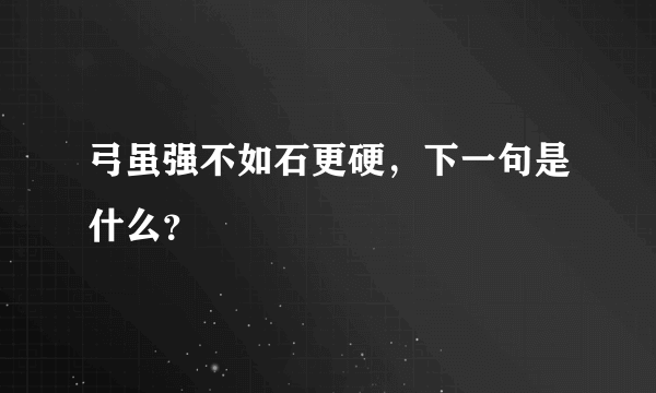 弓虽强不如石更硬，下一句是什么？