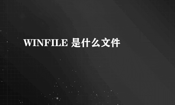 WINFILE 是什么文件