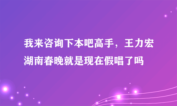 我来咨询下本吧高手，王力宏湖南春晚就是现在假唱了吗