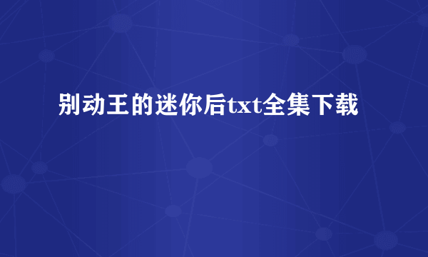 别动王的迷你后txt全集下载