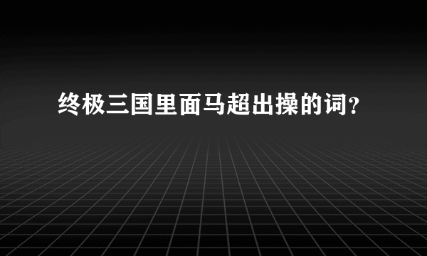 终极三国里面马超出操的词？