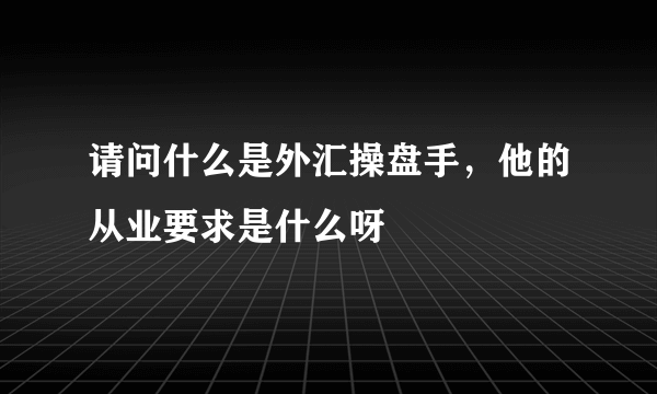 请问什么是外汇操盘手，他的从业要求是什么呀