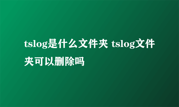 tslog是什么文件夹 tslog文件夹可以删除吗