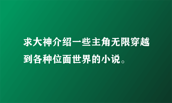 求大神介绍一些主角无限穿越到各种位面世界的小说。