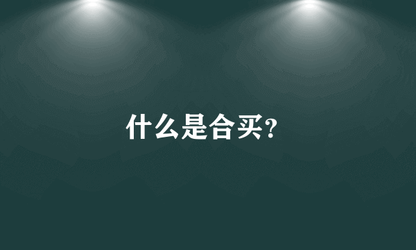 什么是合买？