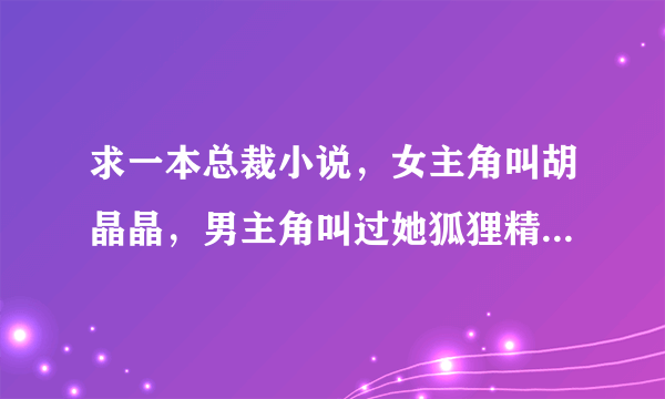 求一本总裁小说，女主角叫胡晶晶，男主角叫过她狐狸精，男主角叫什么昊，她们以前就认识，后来男女主角在