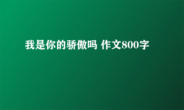 我是你的骄傲吗 作文800字