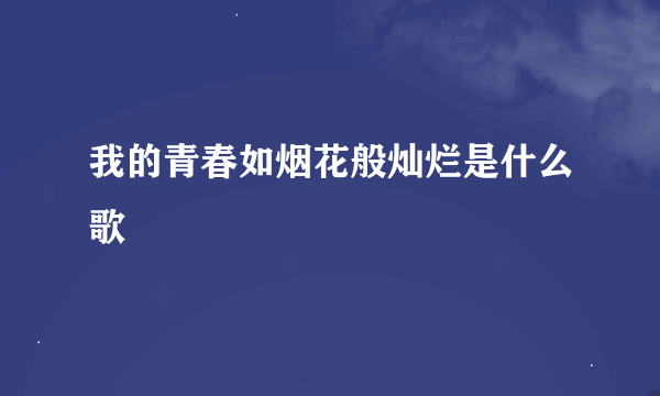 我的青春如烟花般灿烂是什么歌