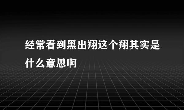 经常看到黑出翔这个翔其实是什么意思啊