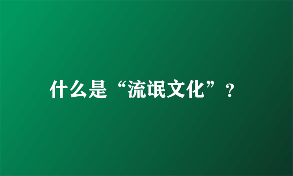 什么是“流氓文化”？