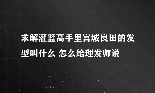 求解灌篮高手里宫城良田的发型叫什么 怎么给理发师说