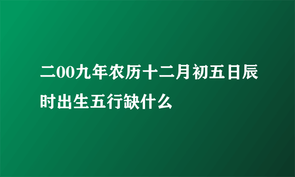 二00九年农历十二月初五日辰时出生五行缺什么