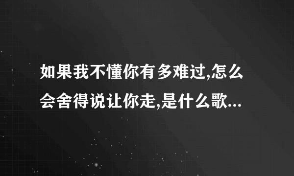 如果我不懂你有多难过,怎么会舍得说让你走,是什么歌的歌词?