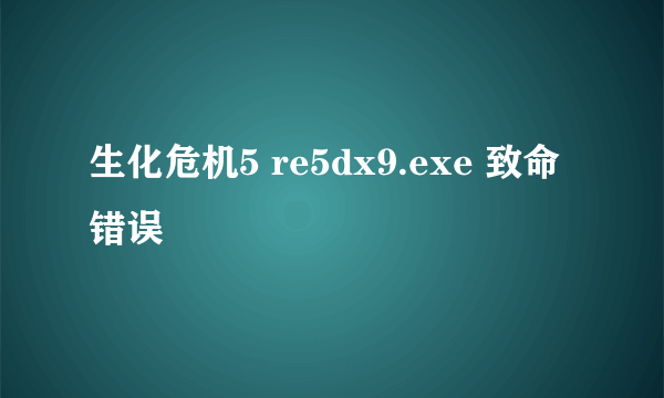 生化危机5 re5dx9.exe 致命错误