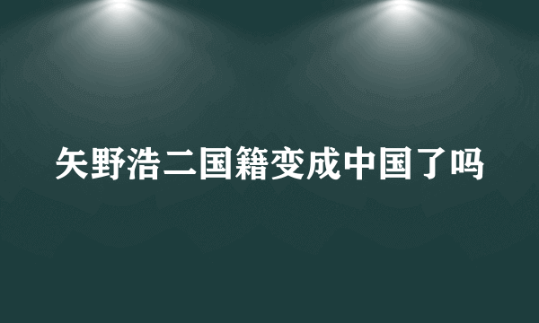 矢野浩二国籍变成中国了吗