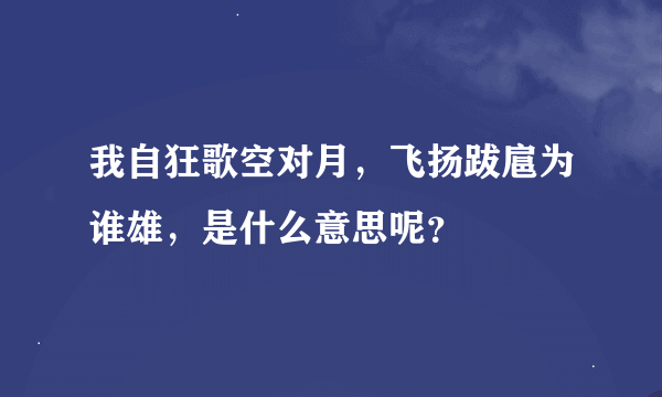 我自狂歌空对月，飞扬跋扈为谁雄，是什么意思呢？