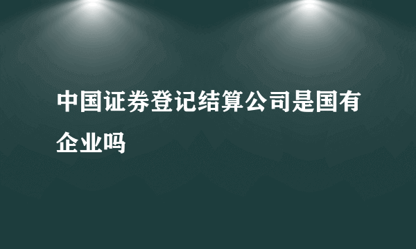 中国证券登记结算公司是国有企业吗