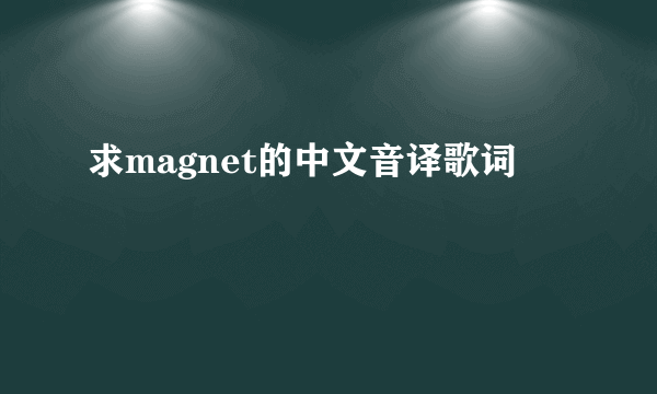 求magnet的中文音译歌词