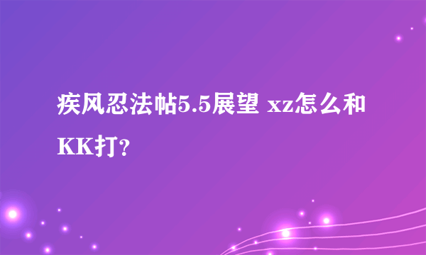 疾风忍法帖5.5展望 xz怎么和KK打？