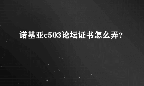 诺基亚c503论坛证书怎么弄？