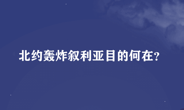 北约轰炸叙利亚目的何在？