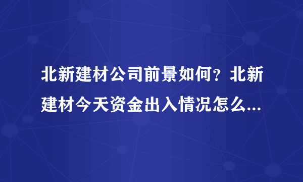 北新建材公司前景如何？北新建材今天资金出入情况怎么样？北新建材股票股价上不去？