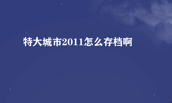 特大城市2011怎么存档啊