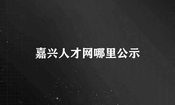 嘉兴人才网哪里公示