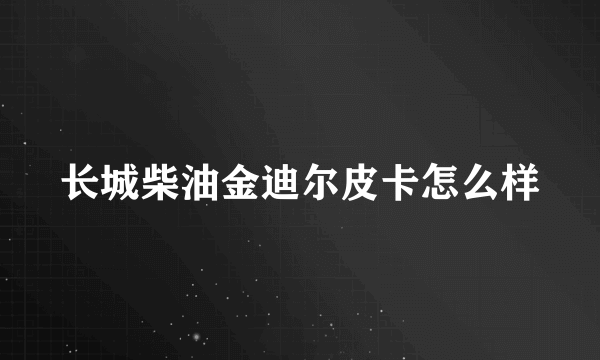 长城柴油金迪尔皮卡怎么样