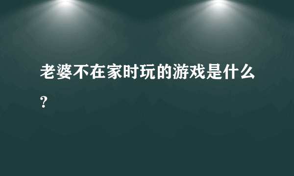 老婆不在家时玩的游戏是什么？