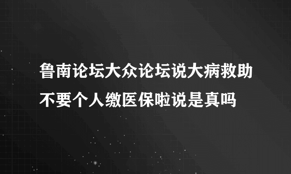 鲁南论坛大众论坛说大病救助不要个人缴医保啦说是真吗