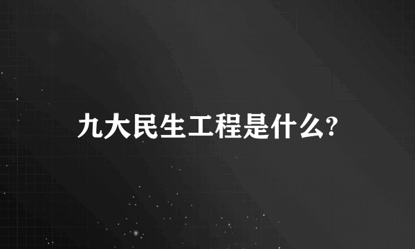 九大民生工程是什么?