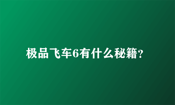 极品飞车6有什么秘籍？