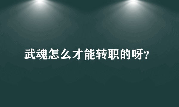 武魂怎么才能转职的呀？