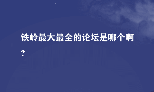 铁岭最大最全的论坛是哪个啊？