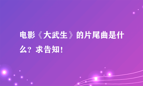 电影《大武生》的片尾曲是什么？求告知！