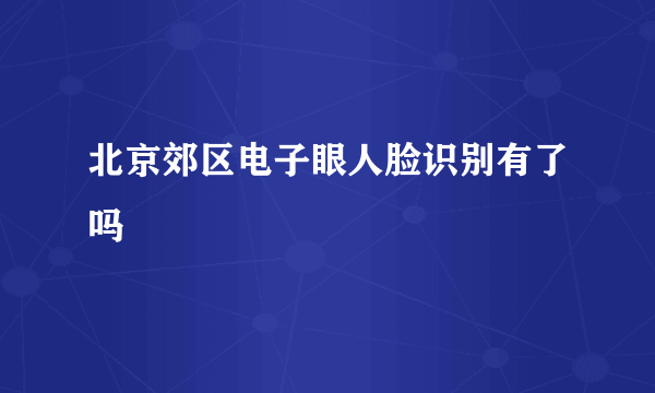 北京郊区电子眼人脸识别有了吗