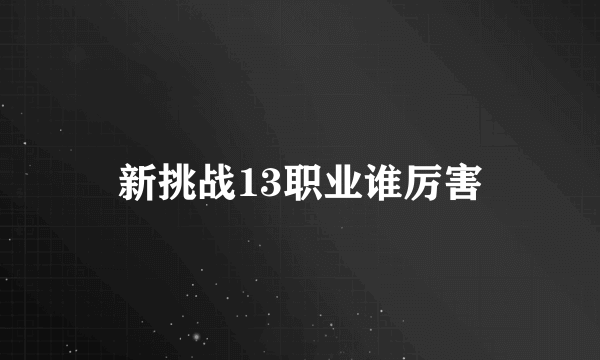 新挑战13职业谁厉害