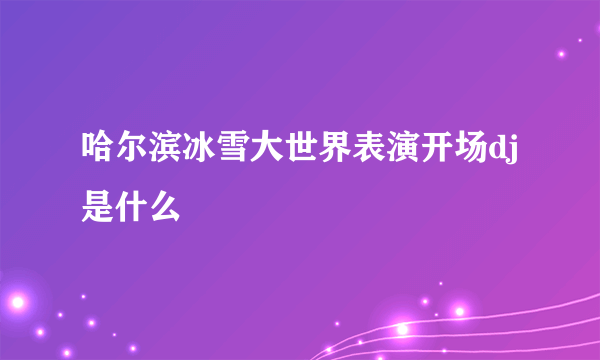 哈尔滨冰雪大世界表演开场dj是什么