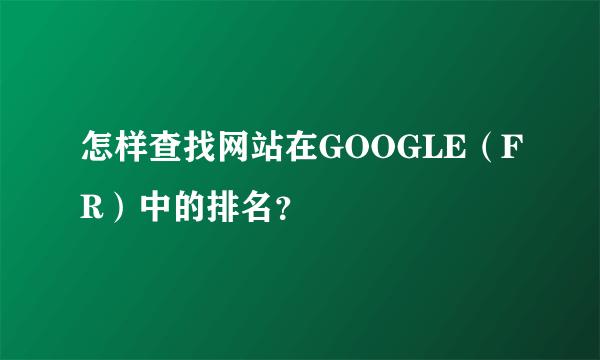 怎样查找网站在GOOGLE（FR）中的排名？