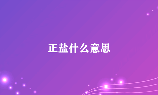 正盐什么意思