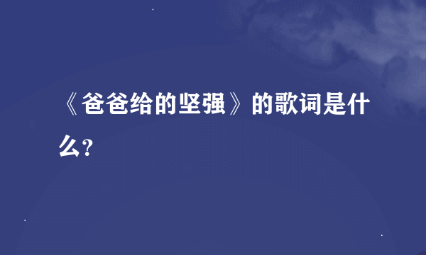 《爸爸给的坚强》的歌词是什么？