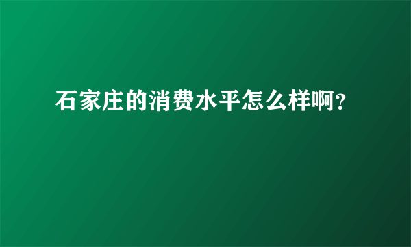 石家庄的消费水平怎么样啊？