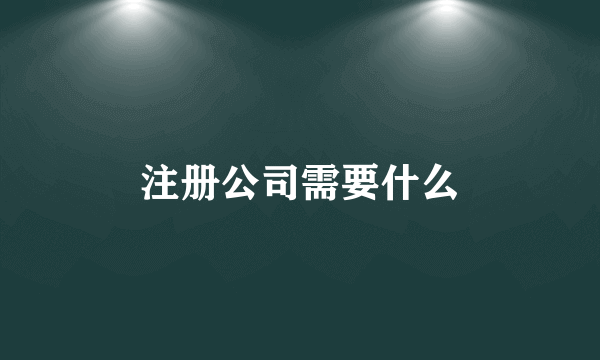 注册公司需要什么